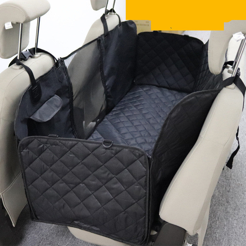 Luxury Rear Car Dog Mat – Two-Seat Cover with Isolation Net & Storage Pocket