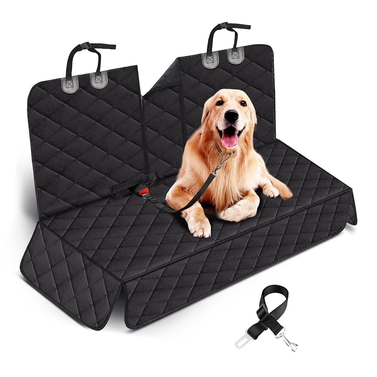 Waterproof Dog Car Seat Cover – Scratchproof Back Seat Protector with Seat Belt